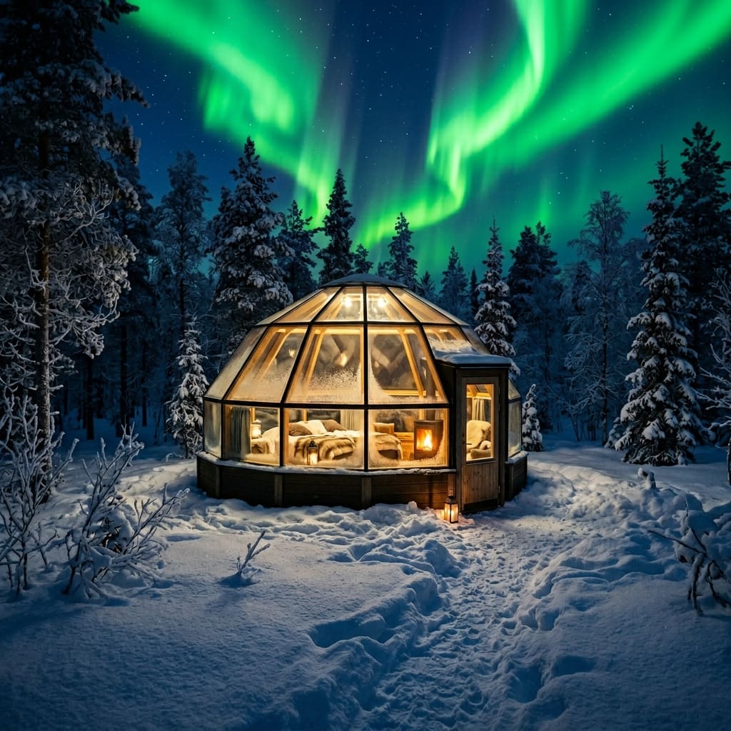 Igloo de verre en Laponie